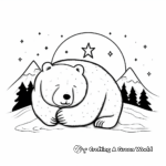 Interactive Sleeping Bear with Nightcap Coloring Pages 2