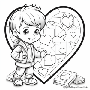 Interactive Toddler's Valentine Puzzle Coloring Pages 1