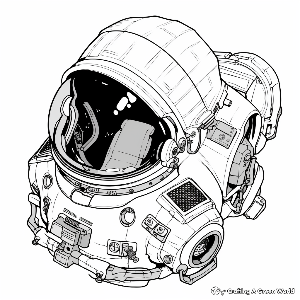 International Space Station Astronaut Helmet Coloring Pages 2