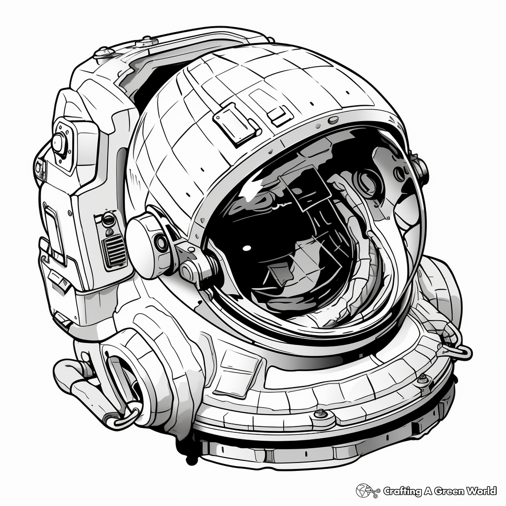 International Space Station Astronaut Helmet Coloring Pages 3