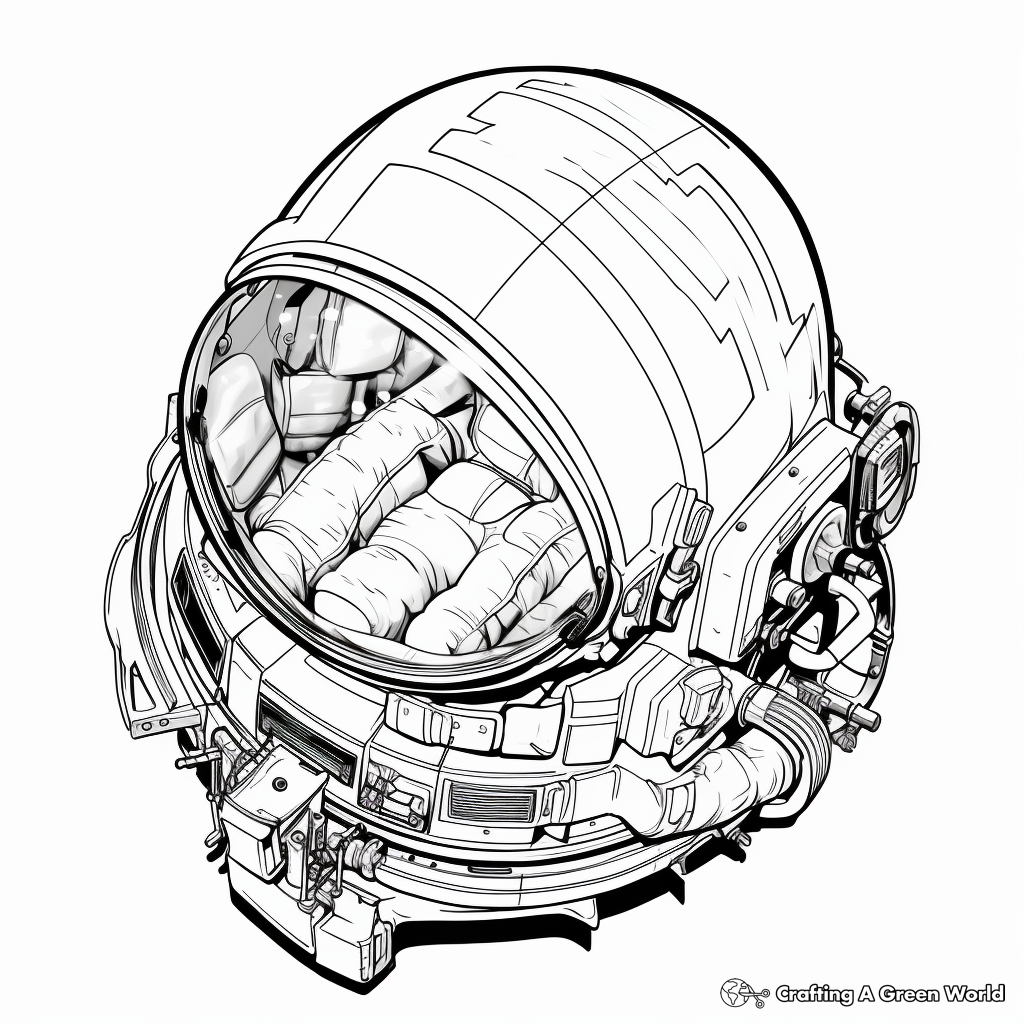 International Space Station Astronaut Helmet Coloring Pages 4