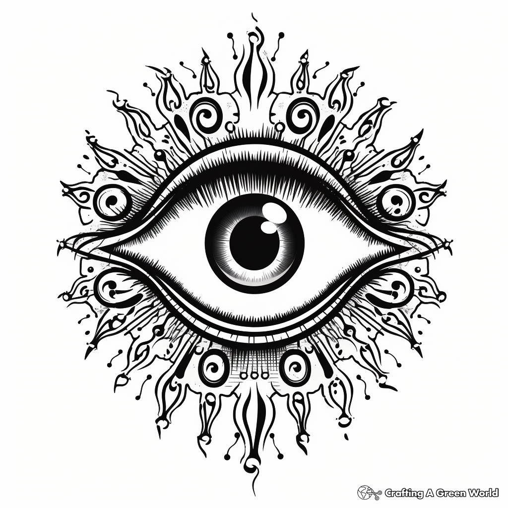 Intricate Arabic Evil Eye Coloring Pages for Adults 1