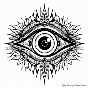 Intricate Arabic Evil Eye Coloring Pages for Adults 3