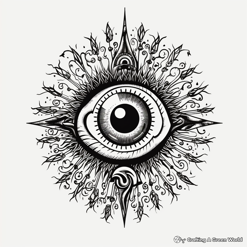 Intricate Arabic Evil Eye Coloring Pages for Adults 4