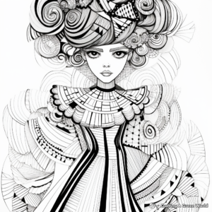 Intricate Avant-Garde Fashion Coloring Pages 1