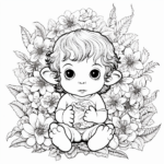 Intricate Baby Monkey with Flowers Coloring Pages 4