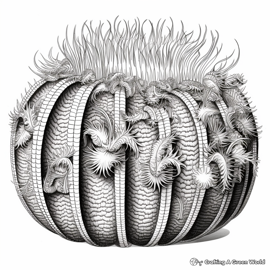 Intricate Barrel Cactus Coloring Pages 2