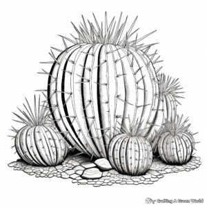 Intricate Barrel Cactus Coloring Pages 3