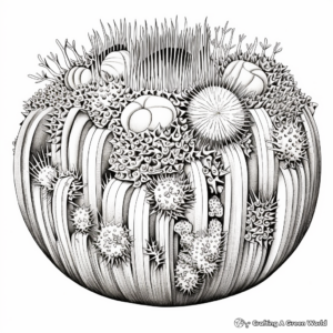 Intricate Barrel Cactus Coloring Pages 4