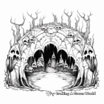 Intricate Bat Cave Coloring Pages for Adults 3