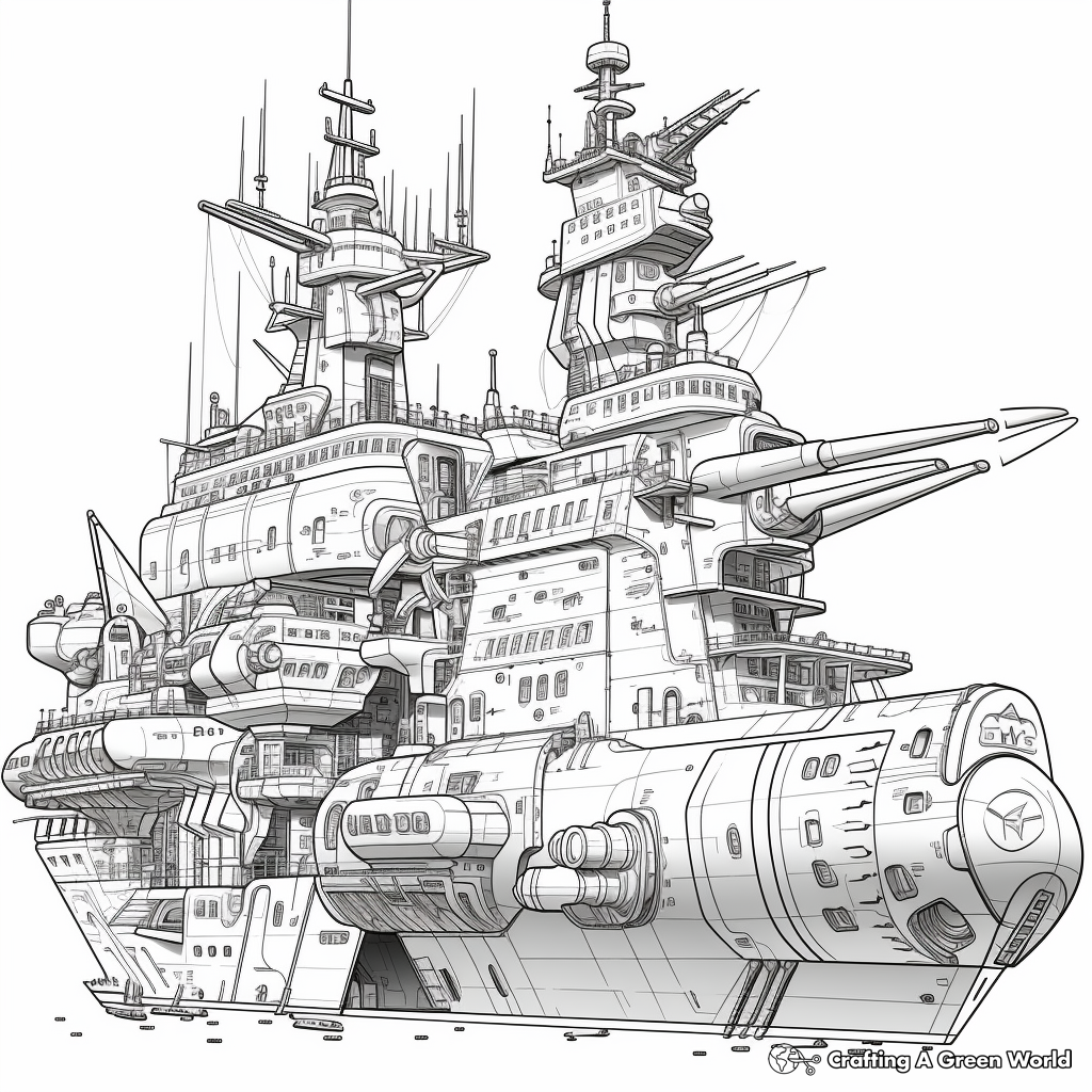 Intricate Battleship Coloring Pages 1