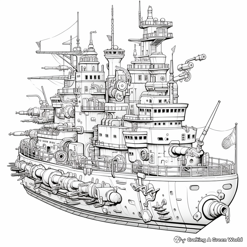 Intricate Battleship Coloring Pages 4