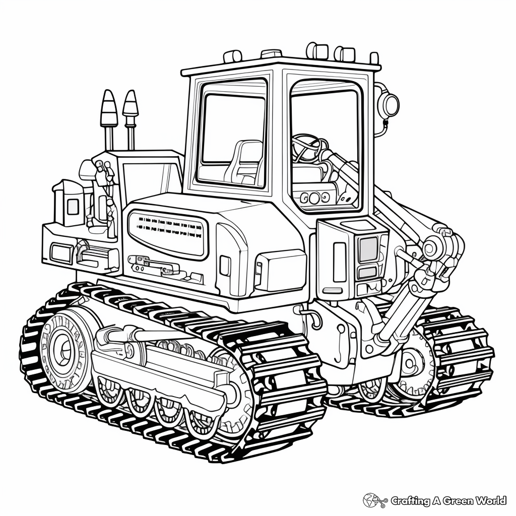 Intricate Bulldozer Design Coloring Pages 1