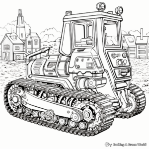 Intricate Bulldozer Design Coloring Pages 2