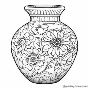 Intricate Chinese Porcelain Vase Coloring Pages 1