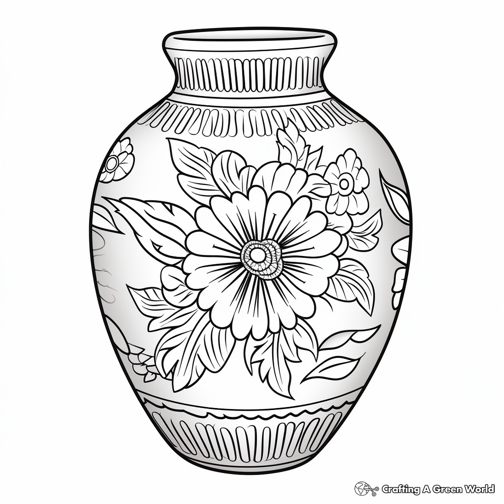 Intricate Chinese Porcelain Vase Coloring Pages 3