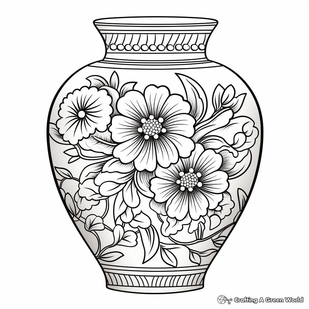 Intricate Chinese Porcelain Vase Coloring Pages 4