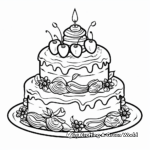 Intricate Decorative Cake Coloring Pages for Adults 2