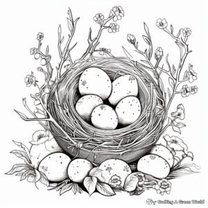 Intricate Design: Nest with Eggs Coloring Pages 1