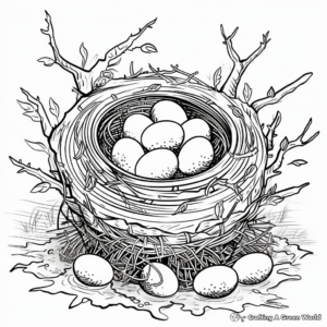 Intricate Design: Nest with Eggs Coloring Pages 2