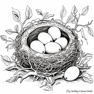 Intricate Design: Nest with Eggs Coloring Pages 3