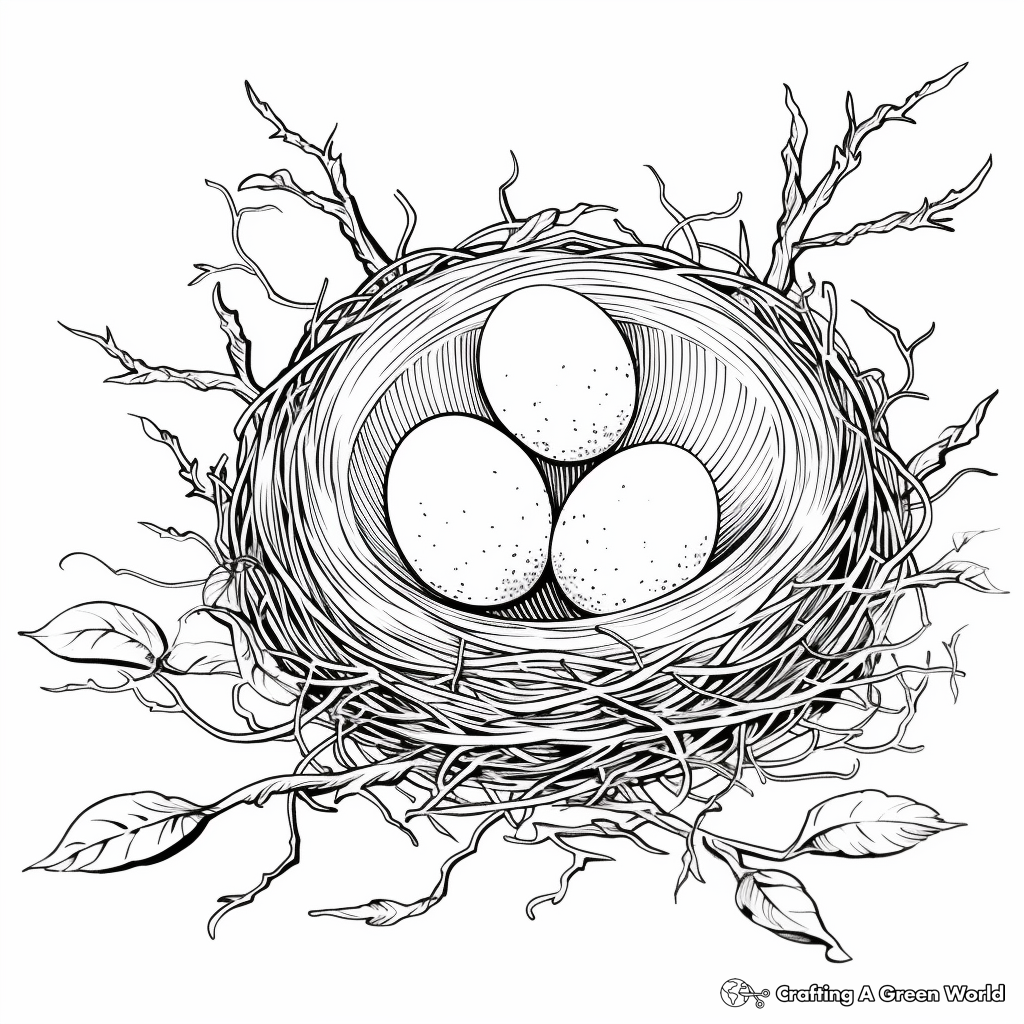 Intricate Design: Nest with Eggs Coloring Pages 4