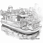Intricate Detailed Pontoon Boat Coloring Pages for Adults 3