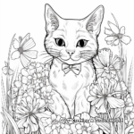 Intricate Domestic Shorthair Cats and Lilies Coloring Pages 1