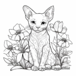 Intricate Domestic Shorthair Cats and Lilies Coloring Pages 3