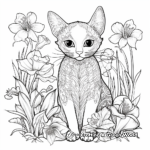 Intricate Domestic Shorthair Cats and Lilies Coloring Pages 4