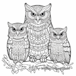 Intricate Great Horned Owl Family Coloring Pages 4