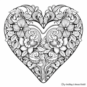 Intricate Lace Heart Coloring Pages 3
