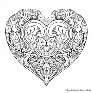 Intricate Lace Heart Coloring Pages 4