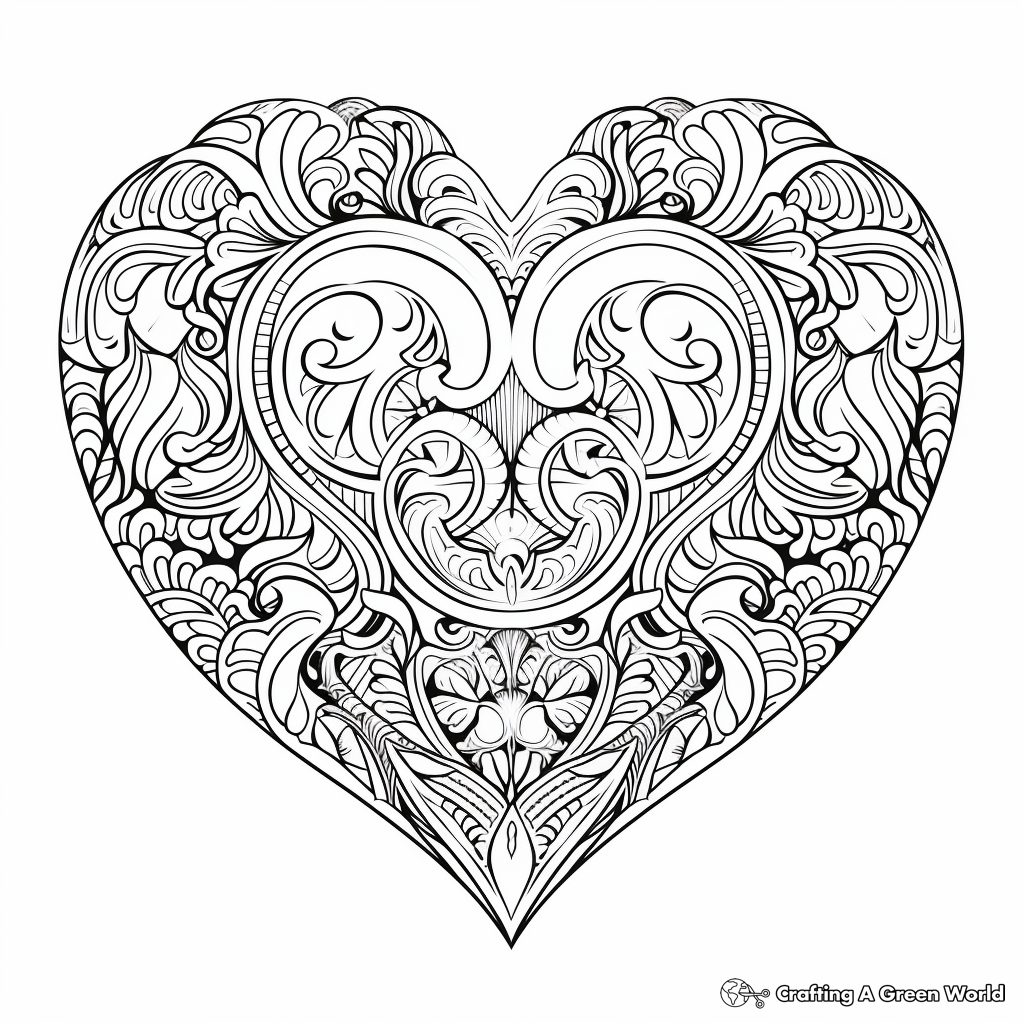 Intricate Lace Heart Coloring Pages 4
