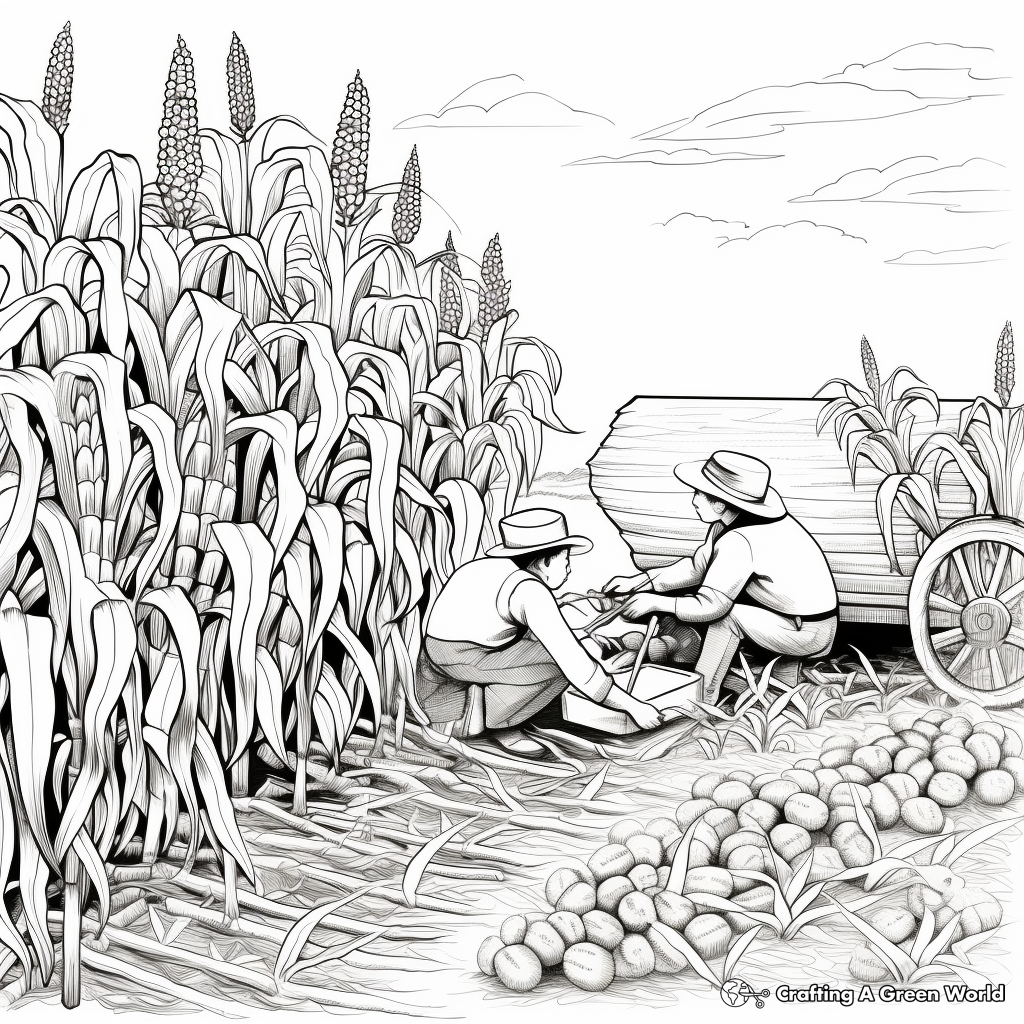 Intricate Maize Harvest Coloring Pages for Adults 1