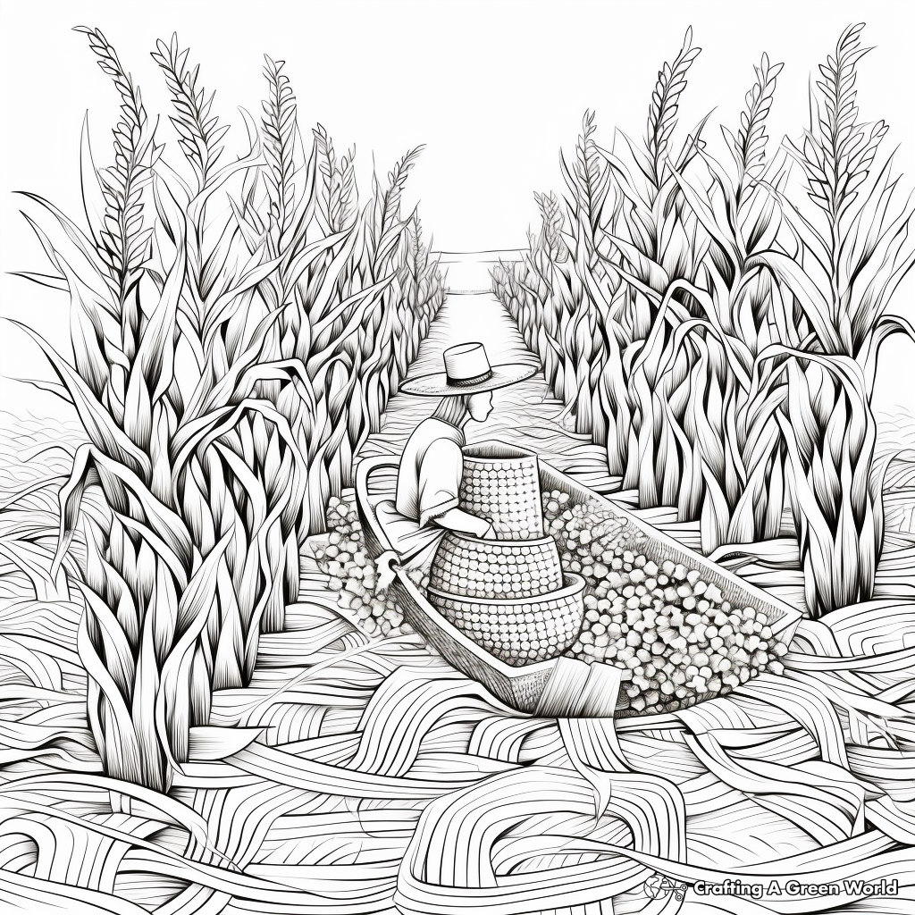 Intricate Maize Harvest Coloring Pages for Adults 2