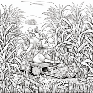 Intricate Maize Harvest Coloring Pages for Adults 3