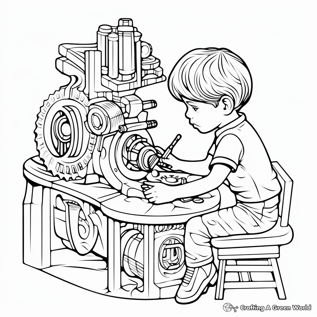 Intricate Microscope Examination Coloring Pages 4