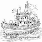 Intricate Net Fishing Boat Coloring Pages 1