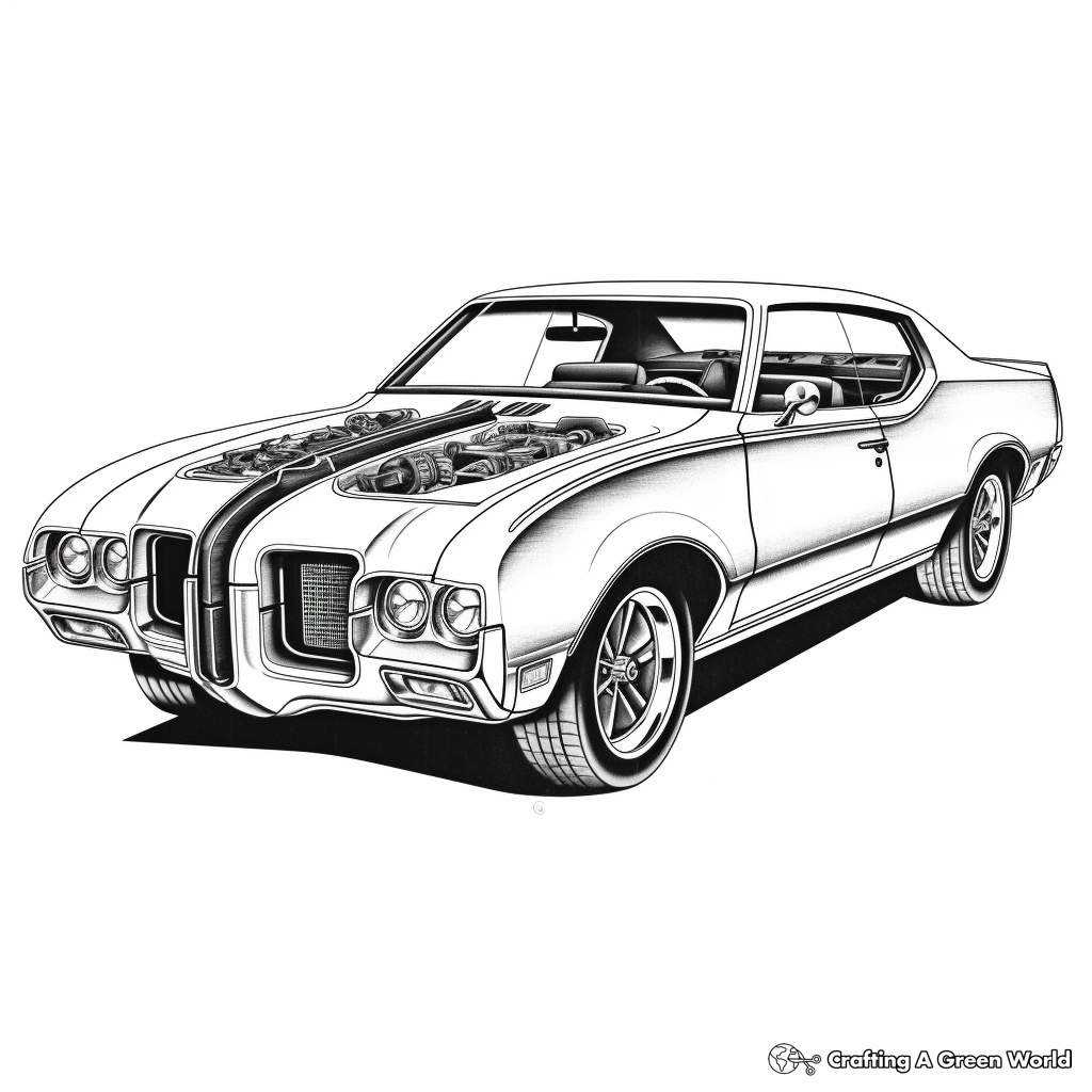 Intricate Oldsmobile 442 Coloring Pages 1