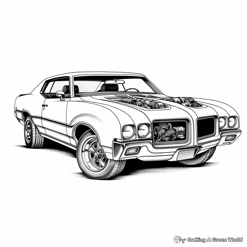 Intricate Oldsmobile 442 Coloring Pages 3