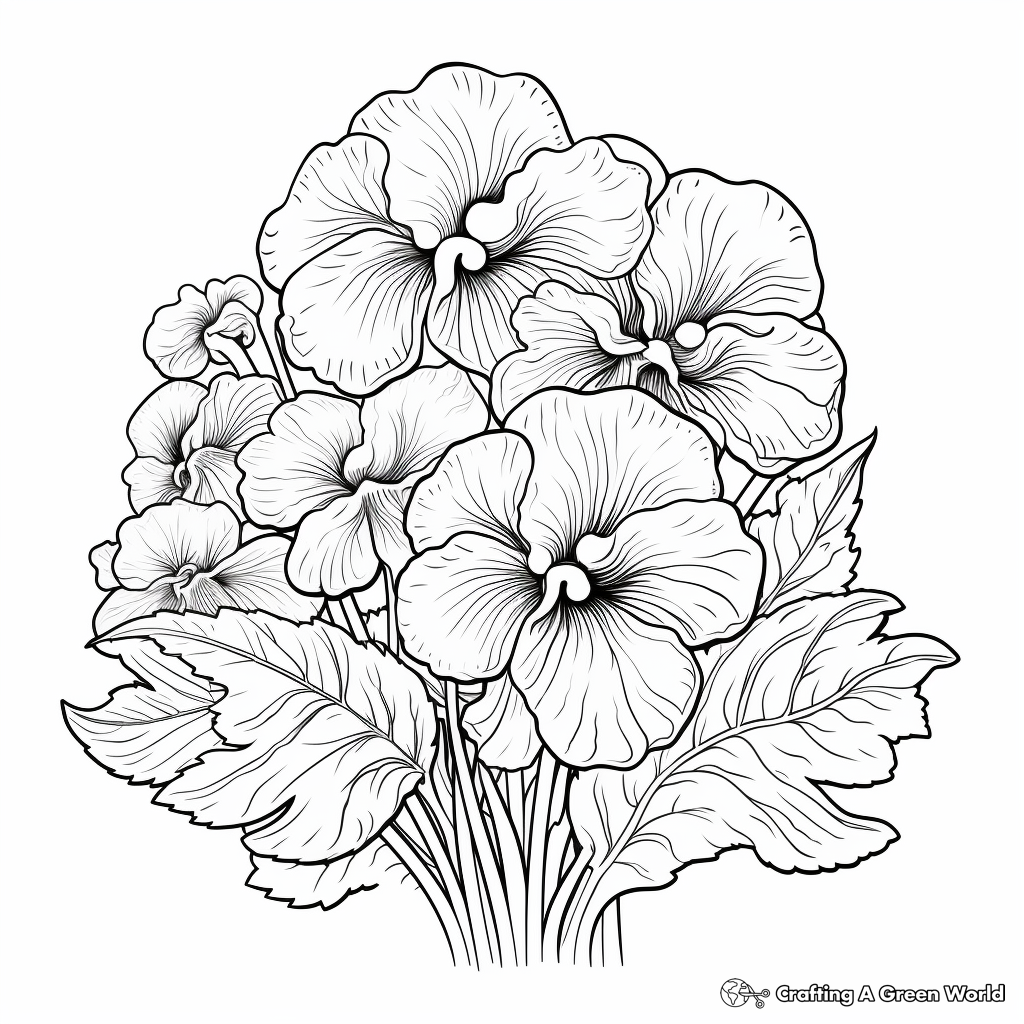 Intricate Pansy Fall Flower Coloring Page 1