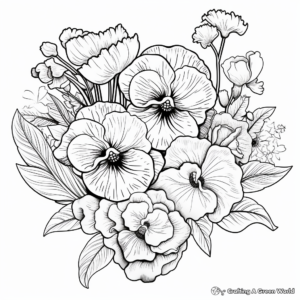 Intricate Pansy Fall Flower Coloring Page 2
