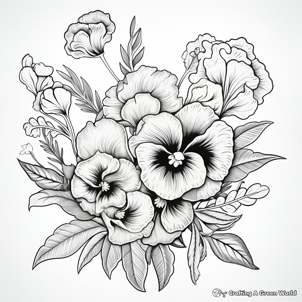 Intricate Pansy Fall Flower Coloring Page 4