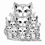 Intricate Patched Calico Cat Pack Coloring Pages 3