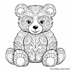 Intricate Patterns Teddy Bear Coloring Pages for Adults 1
