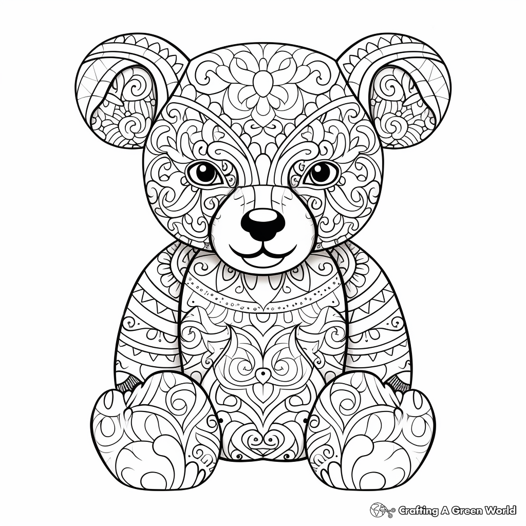 Intricate Patterns Teddy Bear Coloring Pages for Adults 2