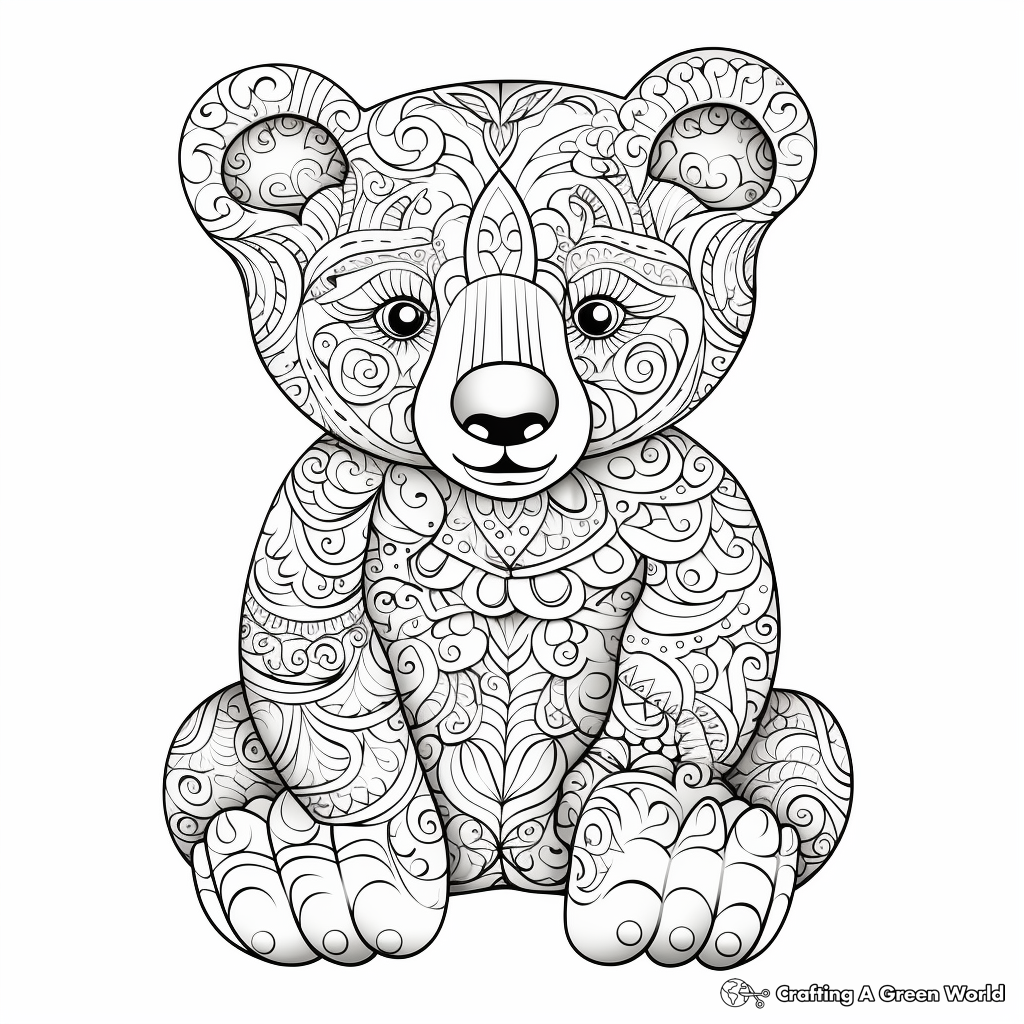 Intricate Patterns Teddy Bear Coloring Pages for Adults 4