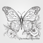 Intricate Peony Flower and Butterfly Coloring Pages for Adults 1