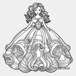 Intricate Puffy Sleeve Ball Gown Dress Coloring Pages 1